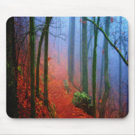 Mousepad Nevoeiro azul de outono de floresta pintada