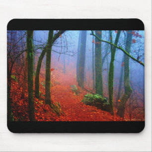 Mousepad Nevoeiro azul de outono de floresta pintada
