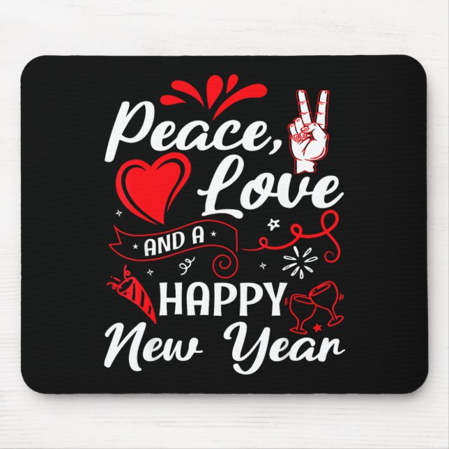 Mousepad New Year Wishes, Peace, Love, Happy New Year, New  (Frente)