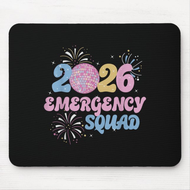 Mousepad New Years 2026 Eve Emergency Squad Disco Ball Fire (Frente)