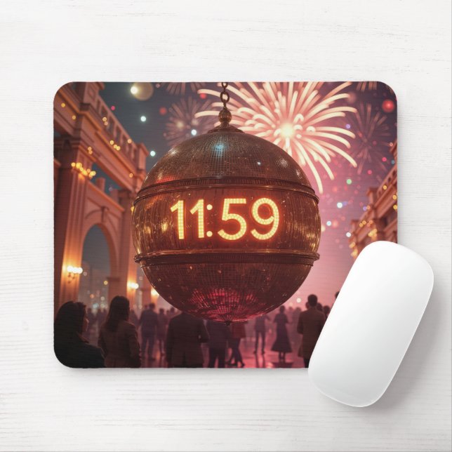 Mousepad New Year's Eve Countdown Clock with Fireworks (Com mouse)