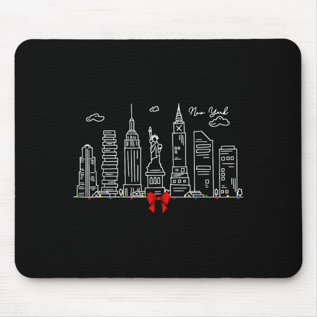 Mousepad New York City Skyline Christmas Lights Nyc New Yor (Frente)
