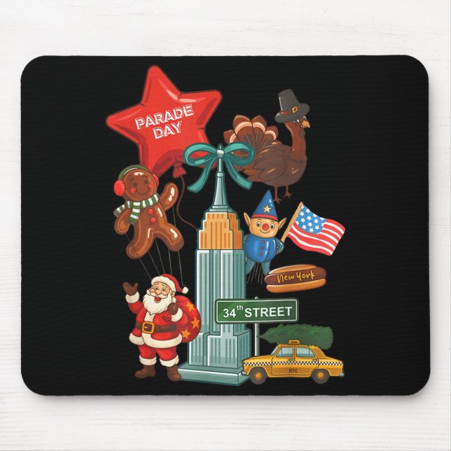 Mousepad New York Parade Day Thanksgiving Santa Taxi  (Frente)