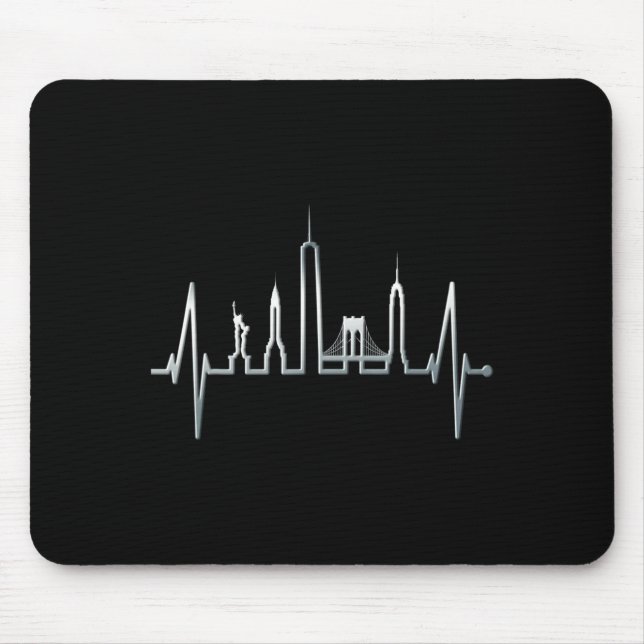 Mousepad New York Skyline Heartbeat Love Statue Of Liberty  (Frente)