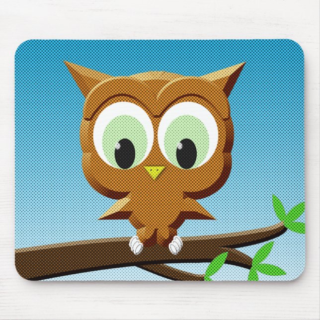Mousepad Newsprint Cartoon Owl (Frente)