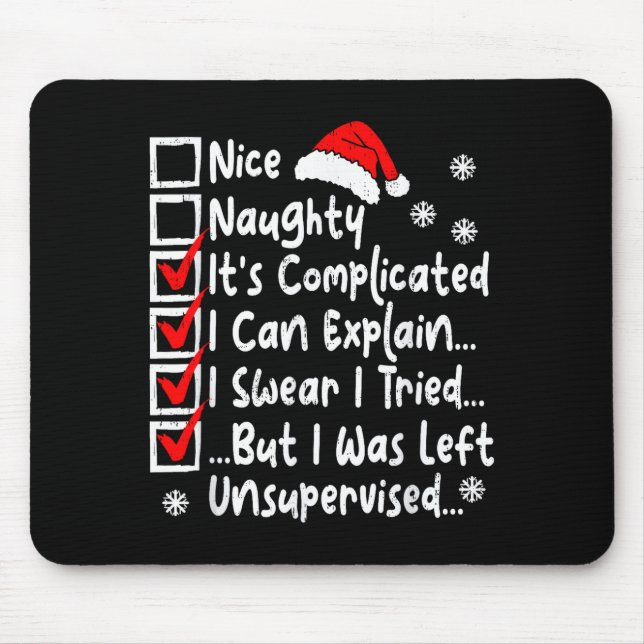 Mousepad Nice Naughty Multi Checklist Funny Christmas List  (Frente)
