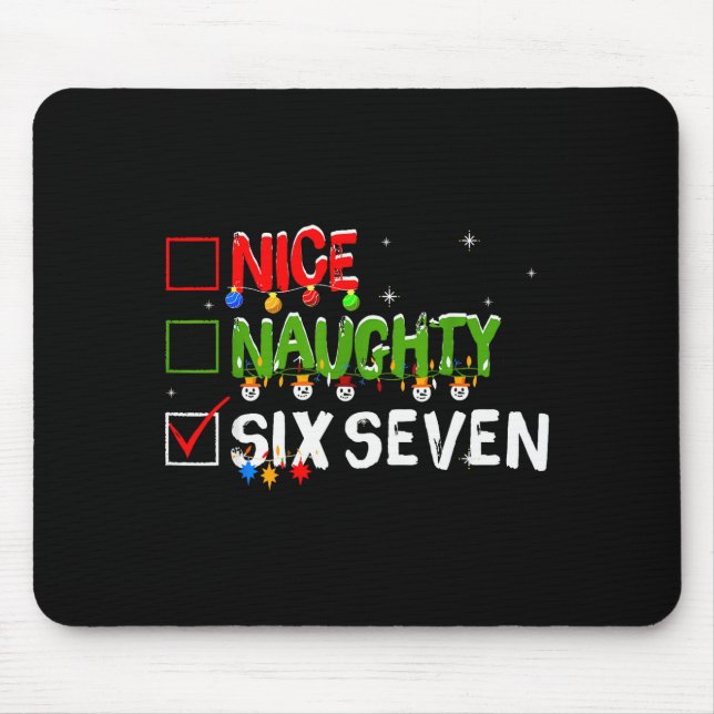 Mousepad Nice Naughty Six Seven Meme Funny 67 Brainrot Chri (Frente)