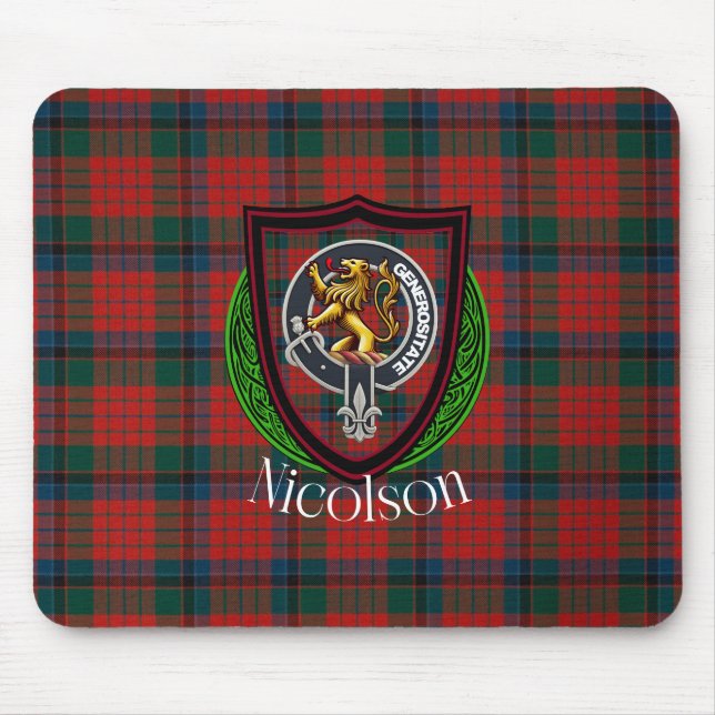 Mousepad Nicolson Scottish Clan Tartan & Crest (Frente)