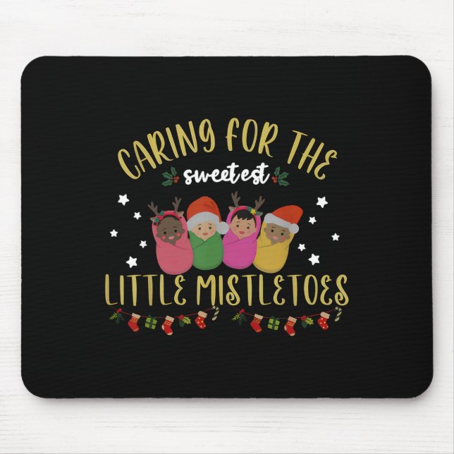 Mousepad Nicu Nurse Christmas Sweetest Mistletoes Mother Ba (Frente)