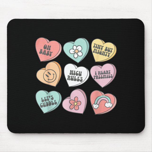 Mousepad Nicu Nurse Valentine's Day Heart Candy Neonatal Ic (Frente)