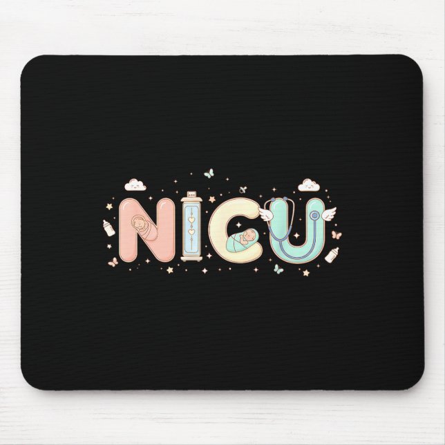 Mousepad Nicu Nurse Valentine's Day Heart Stethoscope Scrub (Frente)