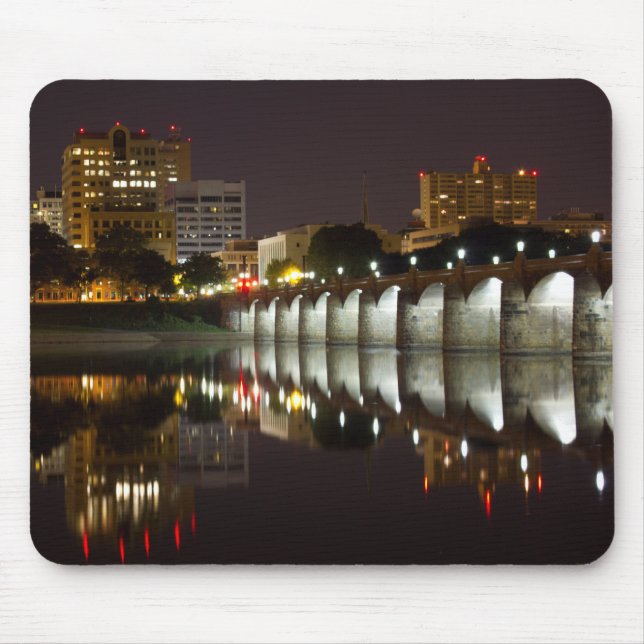 Mousepad Night Falls on the Market Street Bridge (Frente)