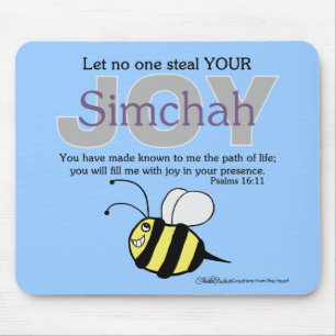 Mousepad Ninguém Rouba Sua Alegria/Simchah! Com abelha