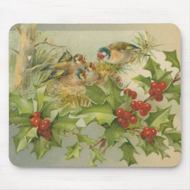 Mousepad Ninho de Aves natais vintages (Frente)