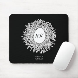 Mousepad Ninho e Ovo Cugado - Iniciais e Nome Personalizado