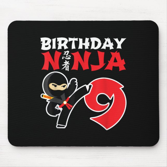 Mousepad Ninja de Aniversário - Festa de Ninja de 9 Anos -  (Frente)
