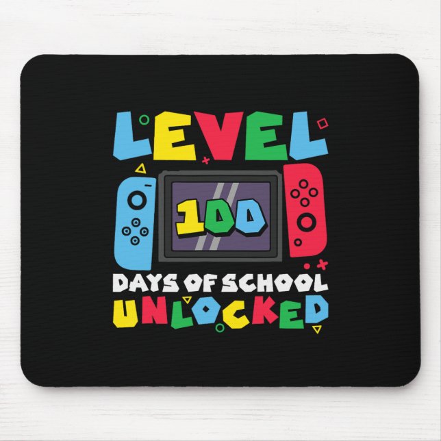 Mousepad Nível 100 Dias De Escola Desbloqueado Video Games  (Frente)