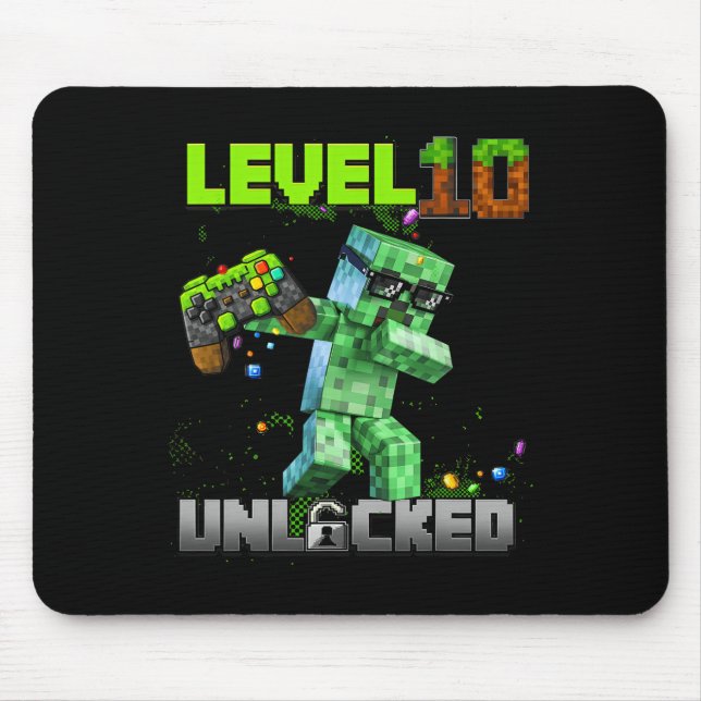Mousepad Nível 10 desbloqueado - Birthday Boy Pixel Gamer 1 (Frente)