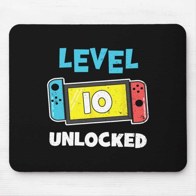 Mousepad Nível 10 Gamer 10th Birthday Gift Video G (Frente)