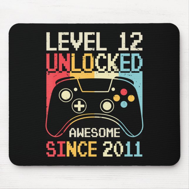 Mousepad Nível 12 12 do jogo de vídeo desbloqueado Aniversá (Frente)