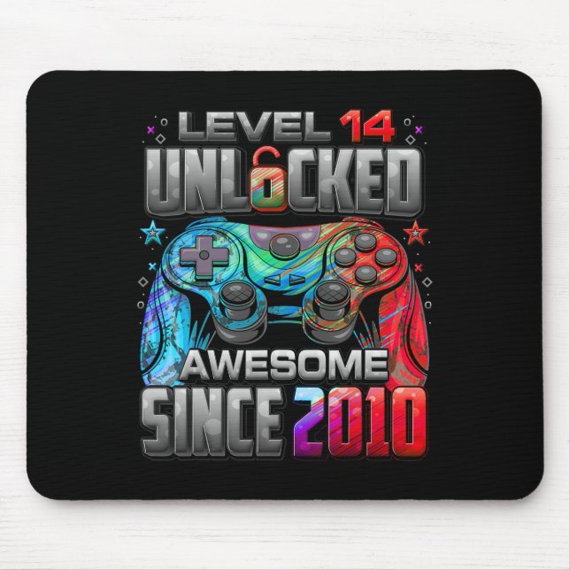Mousepad Nível 14 Desbloqueado Incrível Desde o 14º Anivers (Frente)