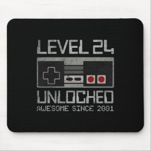 Mousepad Nível 24 Desbloqueado Aniversário de 24 anos Vídeo