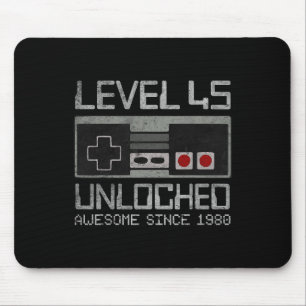 Mousepad Nível 45 Desbloqueado Aniversário de 45 anos Vídeo