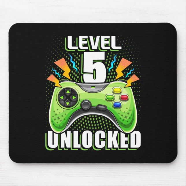 Mousepad Nível 5 Desbloqueado 5 de jogos de vídeo Aniversár (Frente)