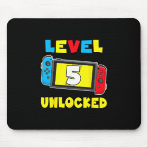 Mousepad Nível 5 Desbloqueado Camisa de Aniversário de 5 an