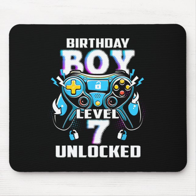 Mousepad Nível 7 Desbloqueado Jogo de Vídeo 7º Aniversário  (Frente)