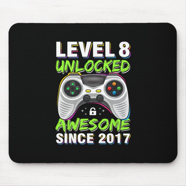 Mousepad Nível 8 Desbloqueado Incrível Desde o 8º Aniversár (Frente)