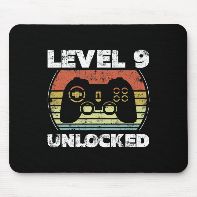 Mousepad Nível 9 Desbloqueado Camiseta Engraçada de Anivers (Frente)