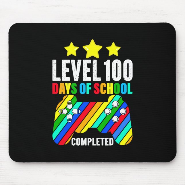 Mousepad Nível De Jogador 100 Dias De Escola Concluídos (Frente)