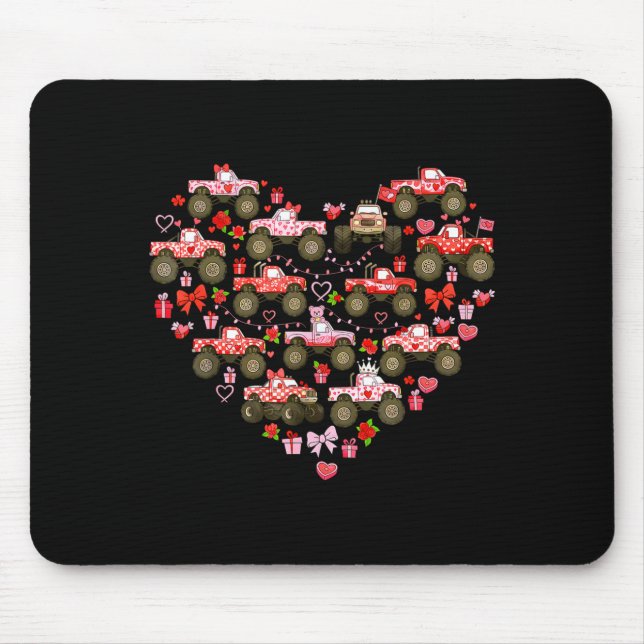 Mousepad Nk Monster Truck Heart Xoxo Boys Girls Kids Valent (Frente)