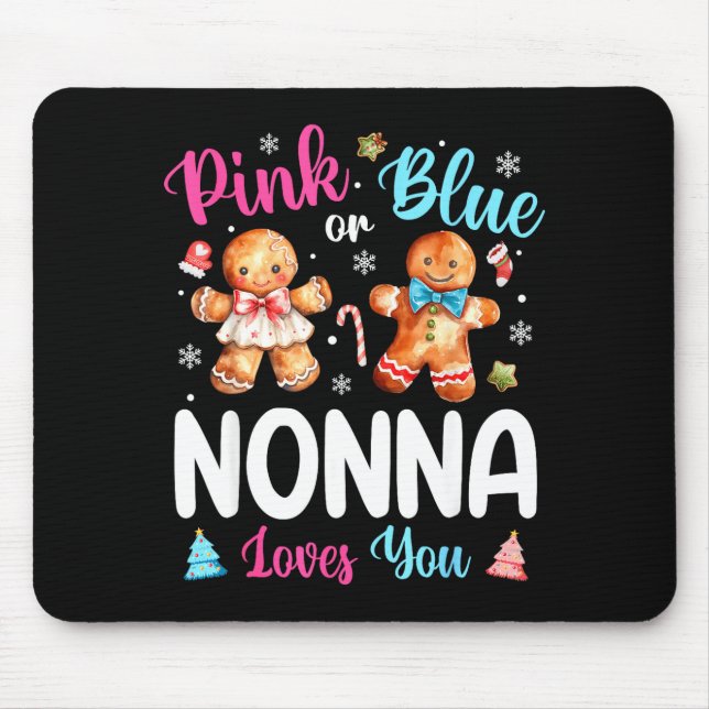 Mousepad Nk Or Blue Nonna Loves You Gender Reveal Christmas (Frente)