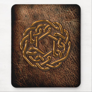 Mousepad Nó celta dourado no couro