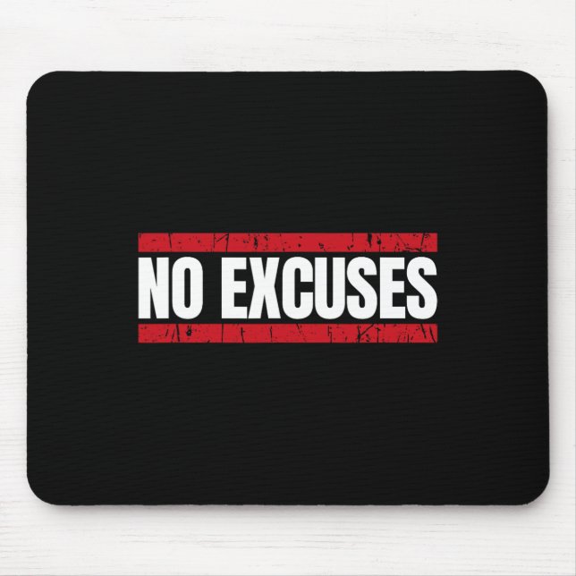 Mousepad No Excuses Inspirational Saying Motivational Gym W (Frente)