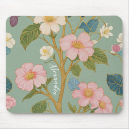 Mousepad No Flor: Ramificação de Pastel com Flores Rosa