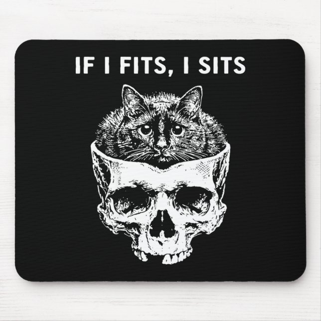 Mousepad (no verso) se couber eu sento caveira de gato pret (Frente)
