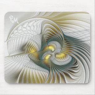 Mousepad Nobre Ouro Teal Abstrato Fantasy Arte Fractal