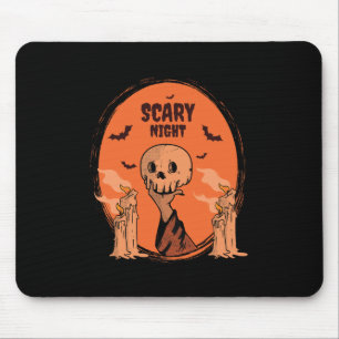 Mousepad Noite Assustadora Crânio de Halloween e Desenho de