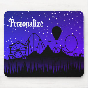 Mousepad Noite de Carnaval feira de verão azul preto