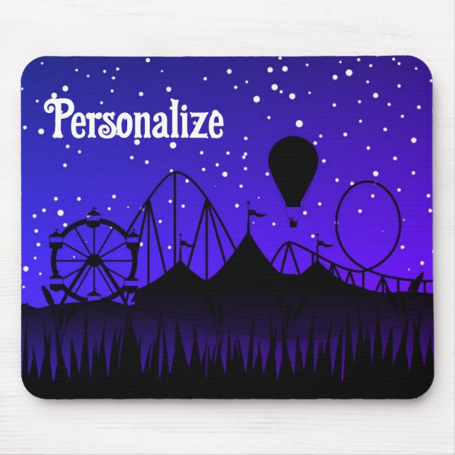 Mousepad Noite de Carnaval feira de verão azul preto (Frente)