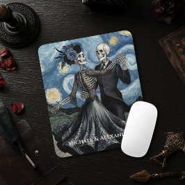 Mousepad Noite de Dança dos Esqueletos sob o Céu Estilo Van