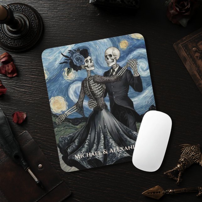 Mousepad Noite de Dança dos Esqueletos sob o Céu Estilo Van (Criador carregado)