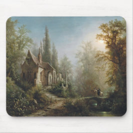 Mousepad Noite de Lua sobre Capela e Cavaleiros