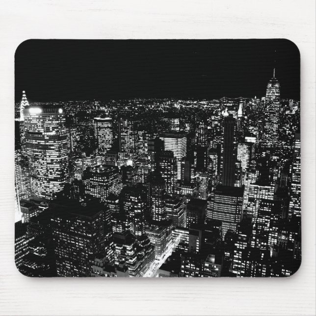 Mousepad Noite de Nova Iorque preto e branco (Frente)