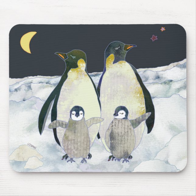 Mousepad Noite de Pinguim na Antártida (Frente)