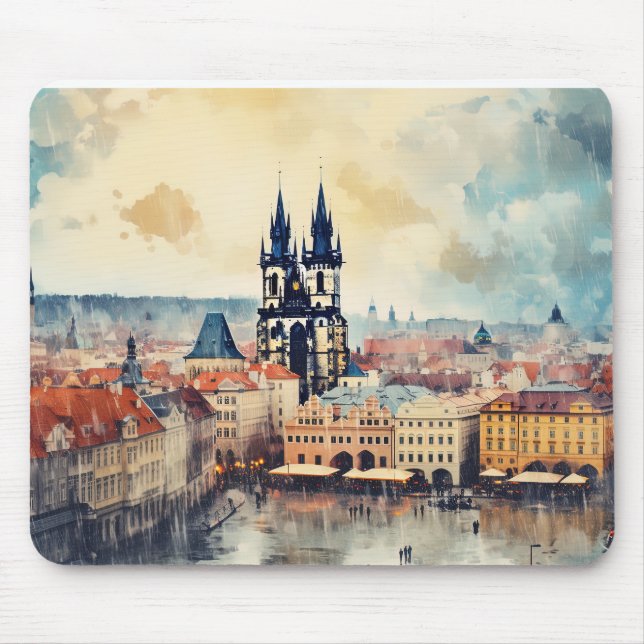 Mousepad Noite de Praga na República Checa (Frente)