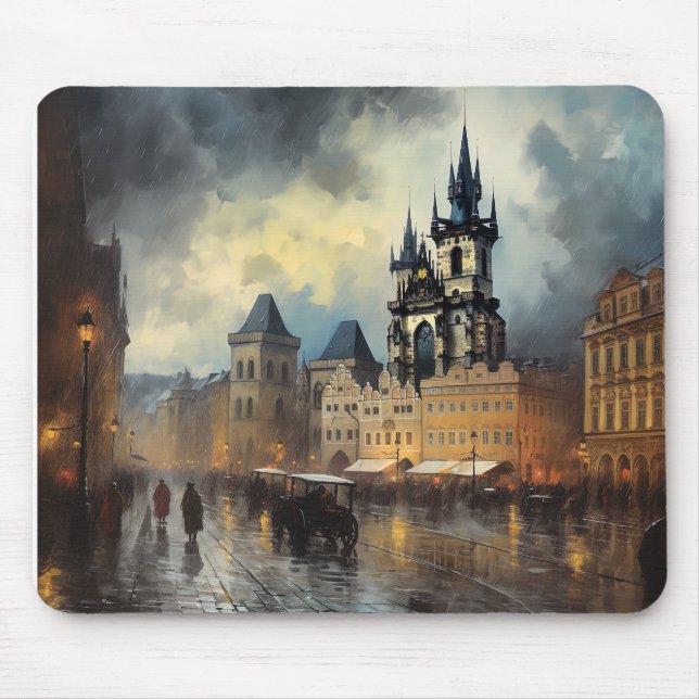 Mousepad Noite de Praga na República Checa (Frente)